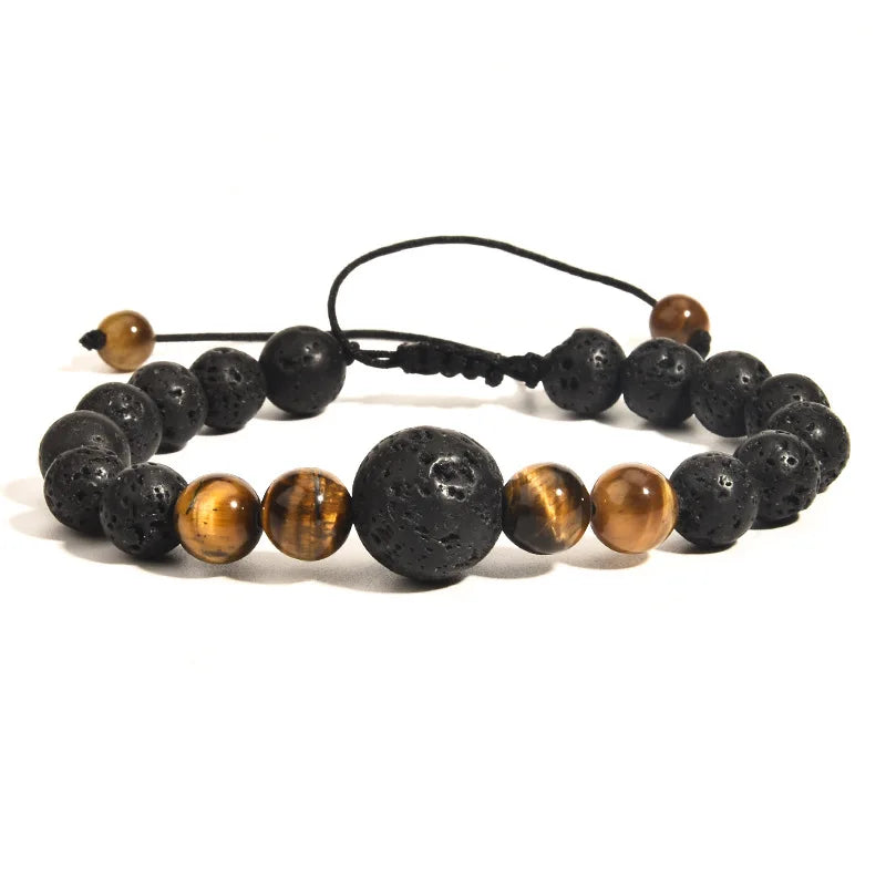 New Men's Charm Bracelet 7 Chakra Hand-Woven Beaded Bangles With Luxury Tiger Eye Stone Fashionable Pearl Material