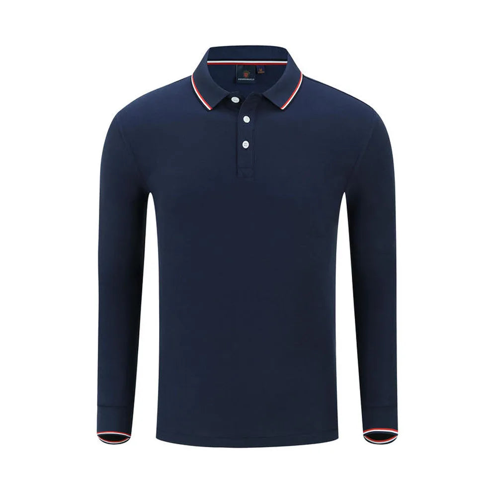 AI-MICH Long-sleeved Polo Unisex Business School Uniform Formal Vintage Slim Fit Custom Logo Giordano Men Polo