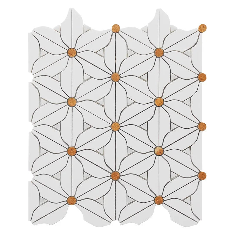 Premium Marble Steel Inlay Mosaic Tiles Luxury Art Pattern for Backsplash Feature Wall Living Room Interior Decoration