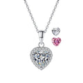 Wholesale Custom Wedding Jewelry 925 Sterling Silver Pendant Pink Heart 1ct Moissanite Necklace Fully Paved for Women