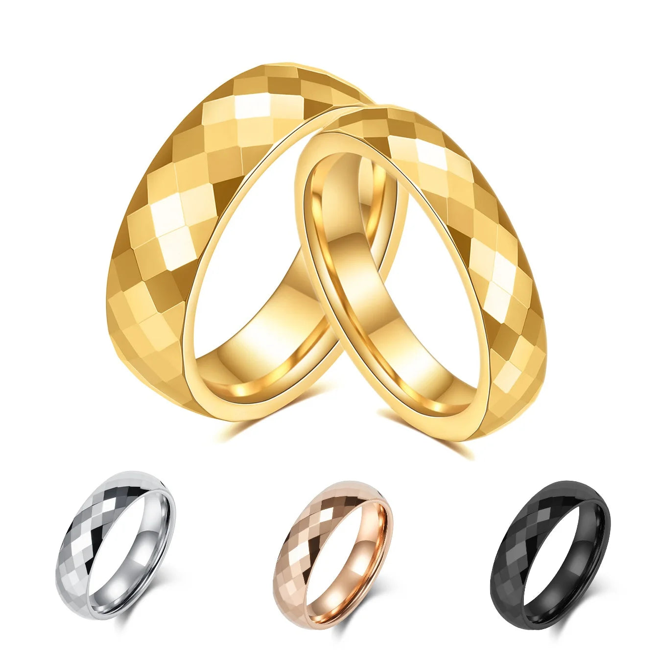 Classic High Polished Polygon Surface Couple Wedding Engagement Band Promise Jewelry Tungsten Carbide Steel Ring for Men Women