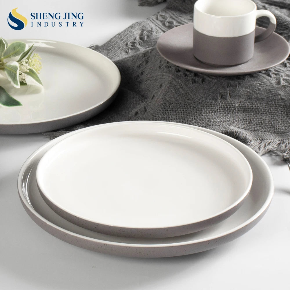Luxury Gray Nordic Design Ceramic Porcelain Restaurant Tableware Hotel Modern Dinner Dishes Plates Crockery Catering Plate