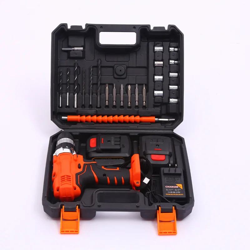 Multifunctional household hand drill set lithium electric screwdriver manual work repair toolbox