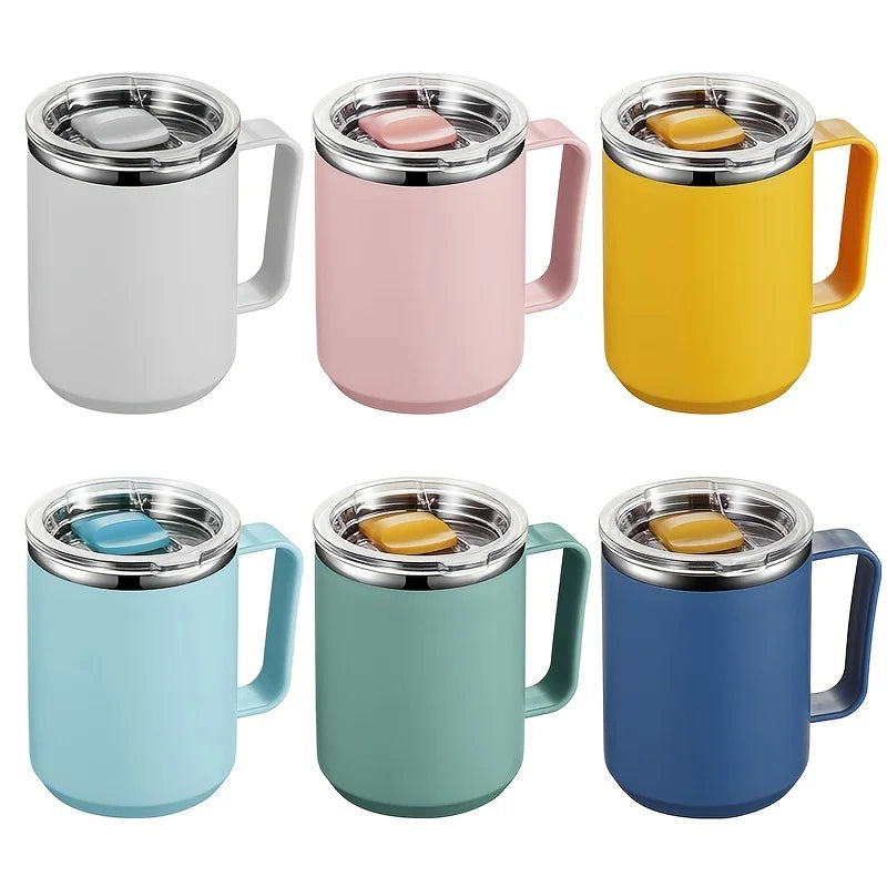 450ml Insulated Coffee Mug With Handle Shatterproof 304 Stainless Steel Double Wall Vacuum Water Cup