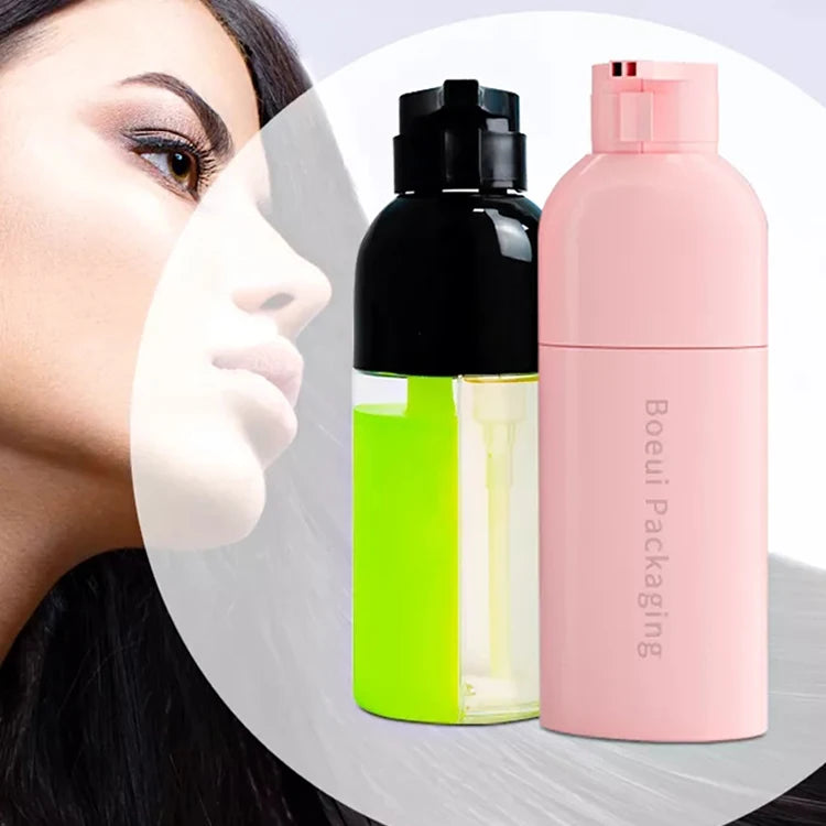 Wholesale Dual Pump PET Refillable TSA Approved Travel Containers for Lotion Soap Squeeze Bottle Wigs False Eyelashes