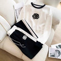 Wholesale 2026  Autumn Casual Color Matching Round Neck Fashion Age Reducing Knitted Wide Leg Pants Women's Set