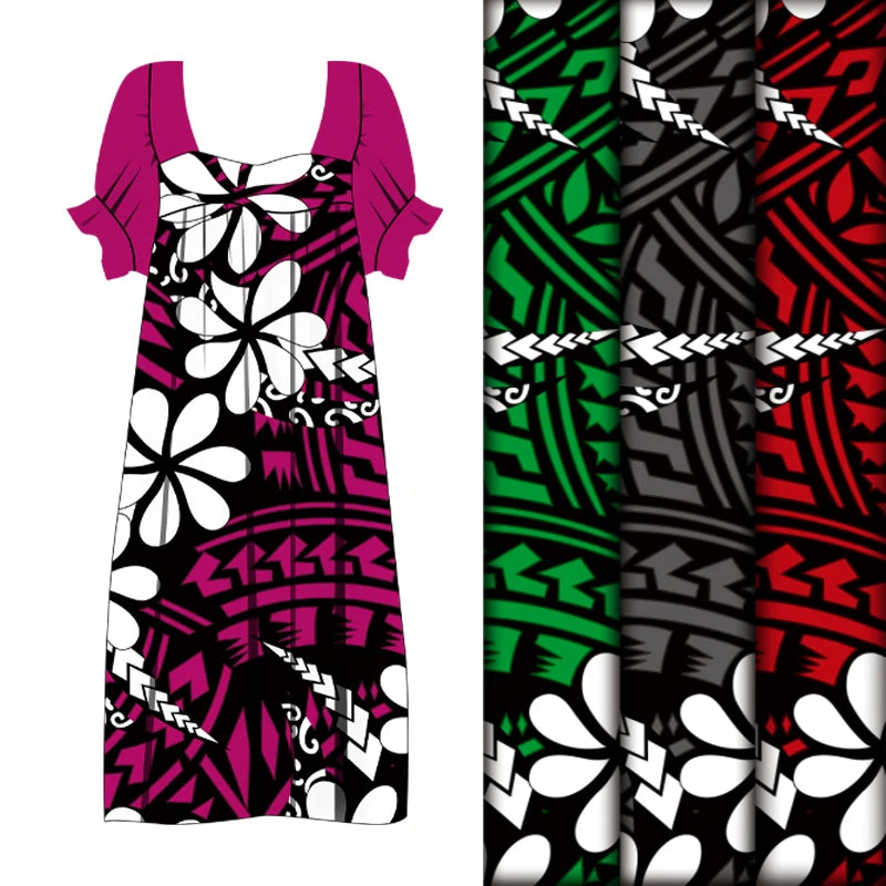 Samoan Puletasi Casual Dresses Church Material for Dress Polynesian Tribal Style