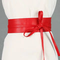 Lace up New Bowknot Red Wide Waistband Bow Ties Ladies Dress Waist Fashion PU Women Leather Belts