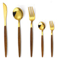 Light Luxury ABS Wood Handle 18/0 Stainless Steel Cutlery Silverware Set Restaurant Flatware Set