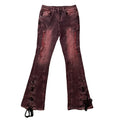 DENIMGUYS Customized Design Eyelet Drawstring European America Street Style Men Sun Faded Washed Distressed Flared Jeans