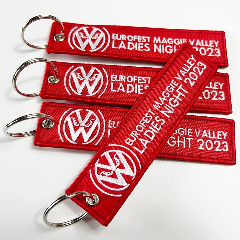 Custom Personalized Embroidery Fabric Key Ring Design Logo Name Tag Accessories Car Racing Bike Motorcycle Keychain Key Holder