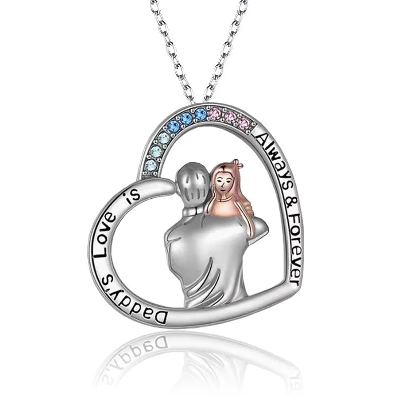 RisingMoon New Fashion Father Daughter Necklace Zircon Heart Father's Day Necklace As Gift