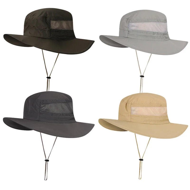 Custom Logo Outdoor Uv Protection Hats Quick Dry Mesh Fisherman Hat Wide Brim Blank Bucket Hat