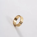 Fenny 18K Gold Plated Wholesale Waterproof Fashion Irregular Stripe Gear Stainless Steel Finger Ring Trend for Women
