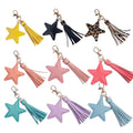 Wholesale Bag Accessories Keychain Colorful Leather Cute Star Pendant Tassel Key Ring for Car Key
