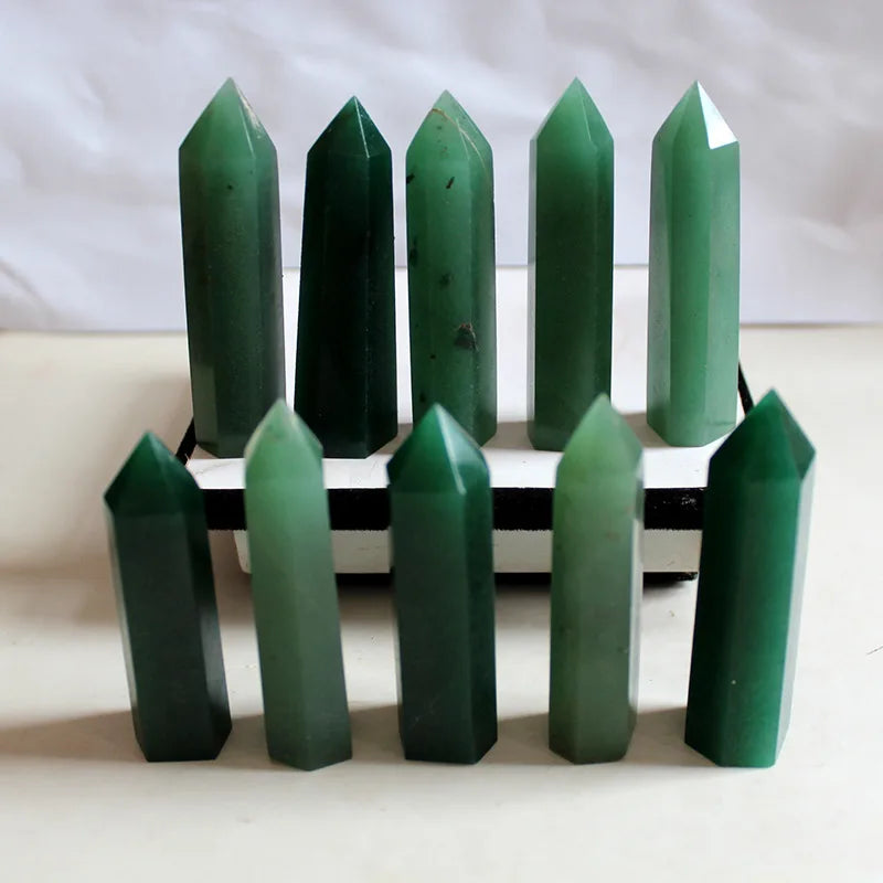 Polished Natural Green Aventurine Crystal Wand Hexagonal Tower Specimen Healing Gem Stone Mineral Crystal Point