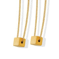Fashion Stainless Steel Rotatable Cubic Pendant 18K Gold Plated Necklace for Women-Engagement & Party Gift Jewelry