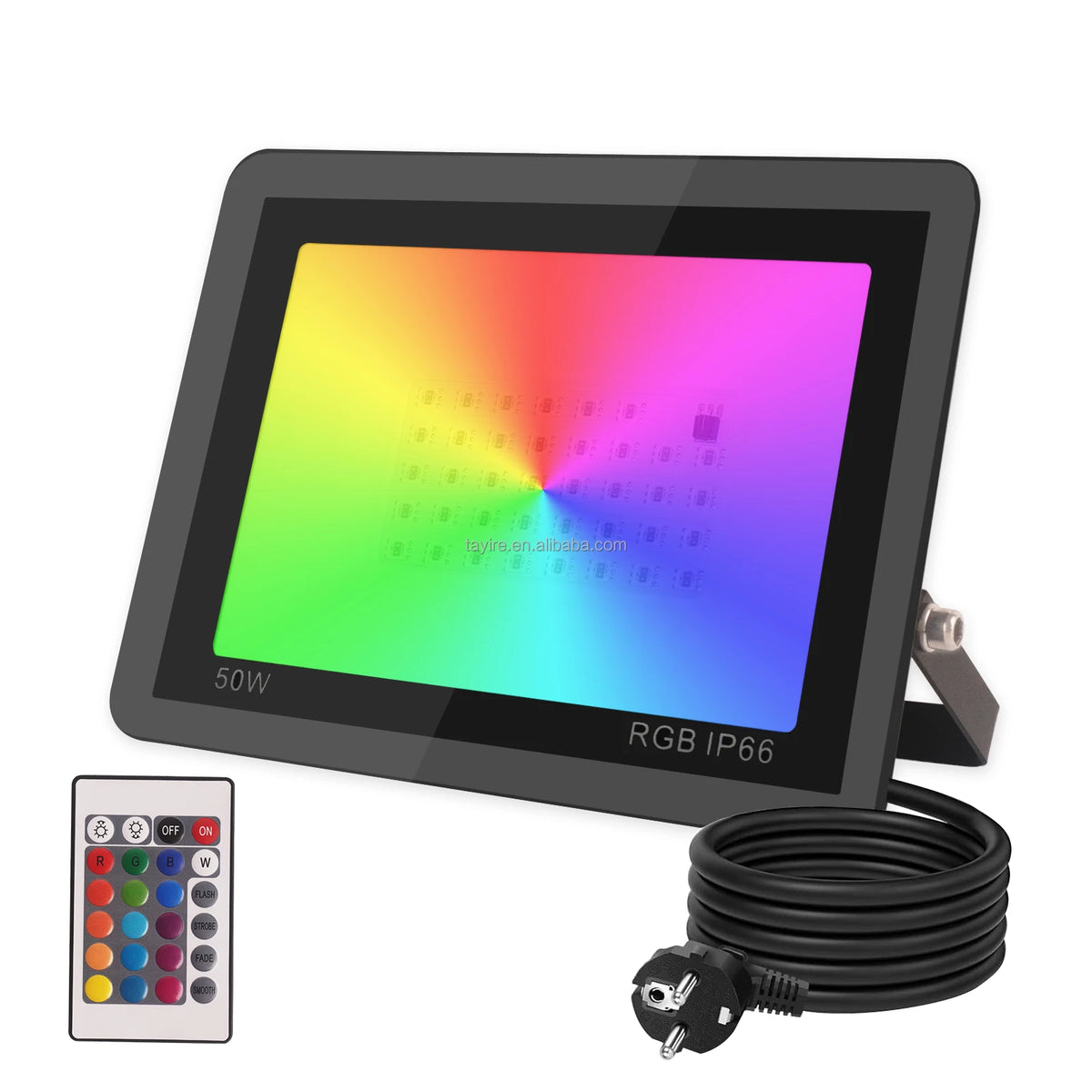 Outdoor RGB LED Floodlight 50W 100W Multicolor Remote Control Dimmable IP66 Waterproof Memory Function Led Spotlight Flash Fade MegaBDM