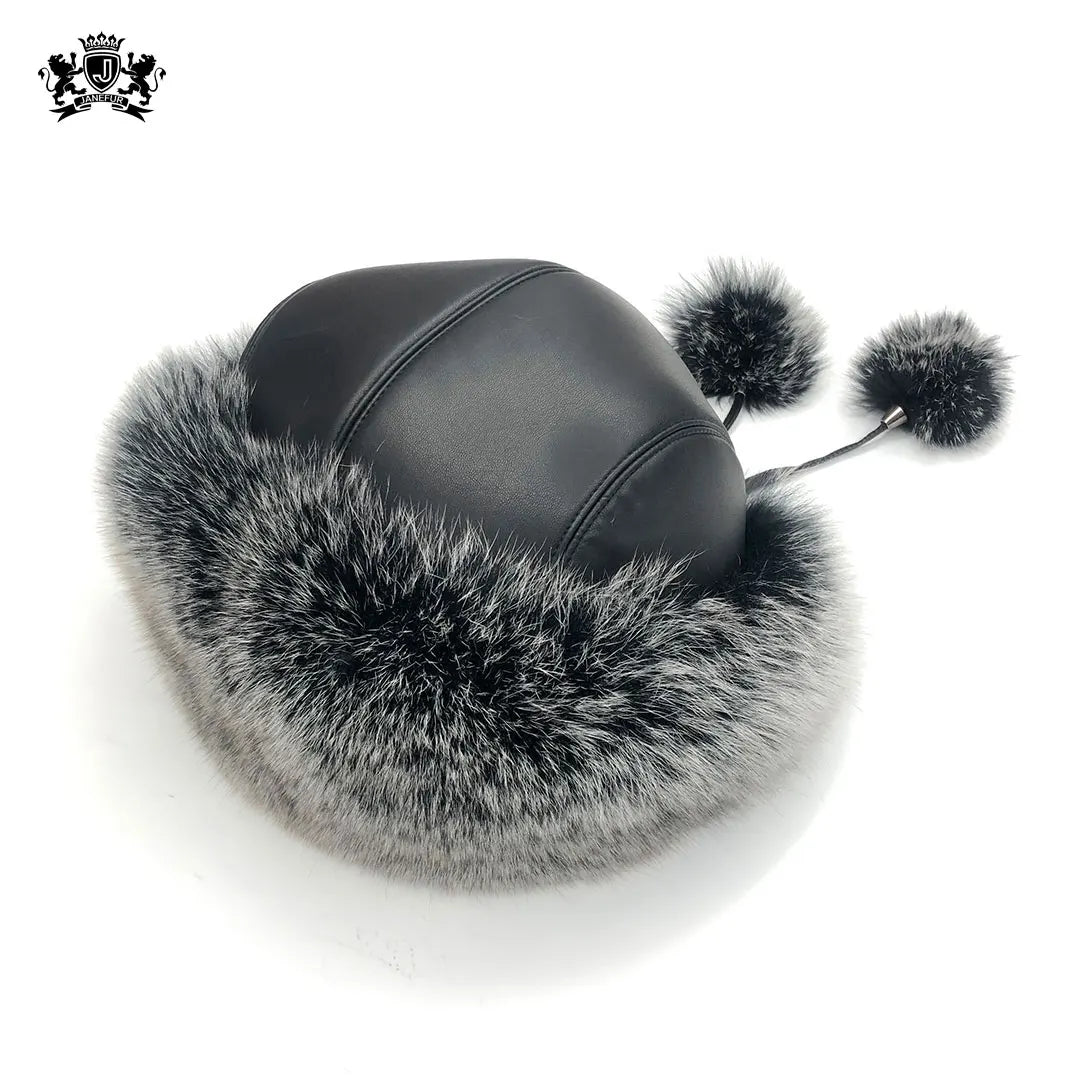 Winter Natural Raccoon Fur Lei Feng Hat Fur Hat for Women
