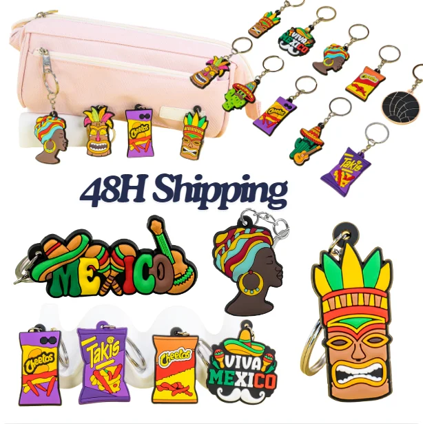 Hot Sale New Designer 2d Cartoon Soft Pvc Low MOQ Keychain Mexico Food Gift Keychains in Bulk for Promotion