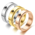 Rotatable Cross Engraved Stainless Steel Rings for Men Woman Anti Anxiety Star Rings 6MM Spinner Couple Ring for Women Men