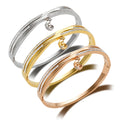 Tarnish Free Jewelry 18K Gold Plated Stainless Steel Bangle CZ Zircon Stone Crystal Cross Hollow Heart Shaped Charm Cuff Bangle