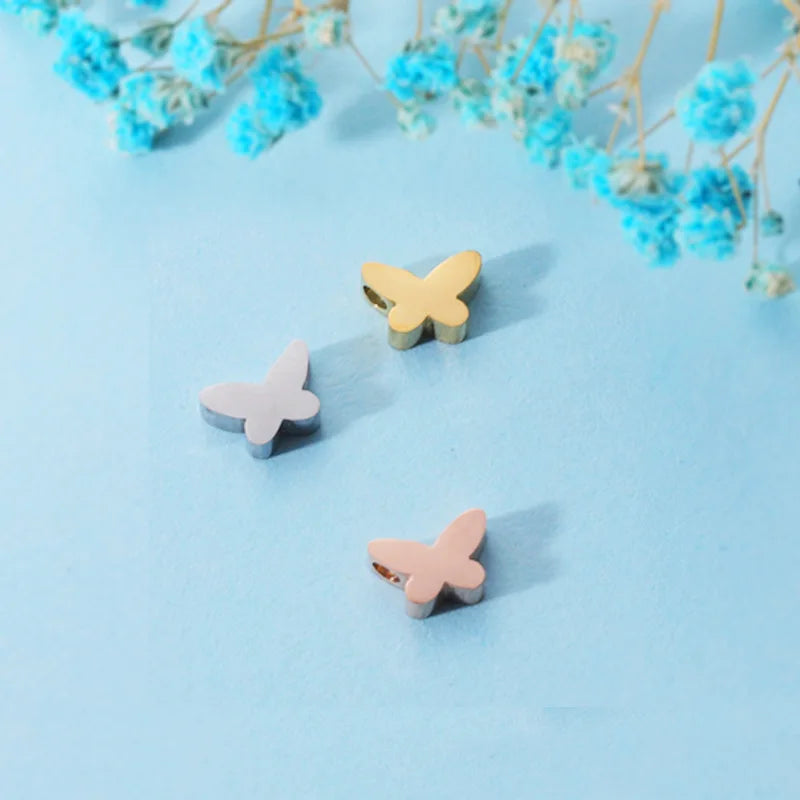 DIY Jewelry Accessories Small Thick Butterfly Charms Stainless Steel Butterfly Pendant for Necklace Bracelet Jewelry Making