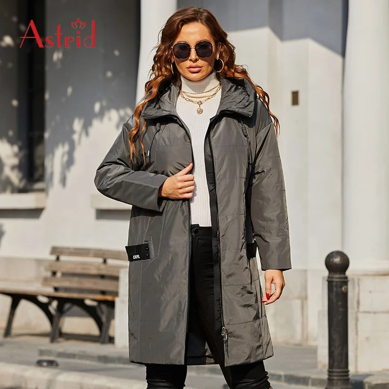 Wholesale Spring Thin Long Coat Leisure Pure Color Drawdown Hooded Hot Selling Coat Fashion Zipper Windproof Outerwear