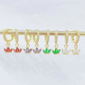 EC1842 Dainty Mini Minimalist 18k Gold Plated Pave CZ Diamond Crystal Crown Leaf Charms Huggie Hoops Earrings