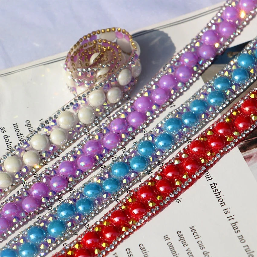 Crystal Rhinestone Ribbon Gemstone bar Drill Shiny Ribbon Roll DIY Patch Rhinestone Mesh Ribbon Roll