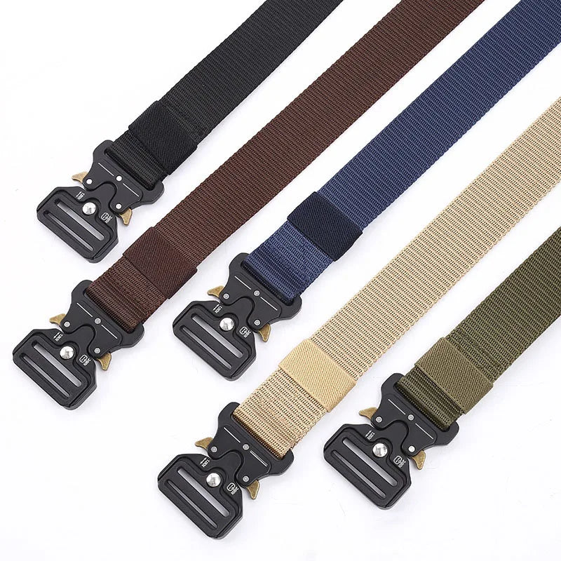 Tactical Belt Hot Selling Men's Nylon/Polyester Fabric Sports Alloy Auto Lock Buckle Woven Hunting Sports Waist Strap