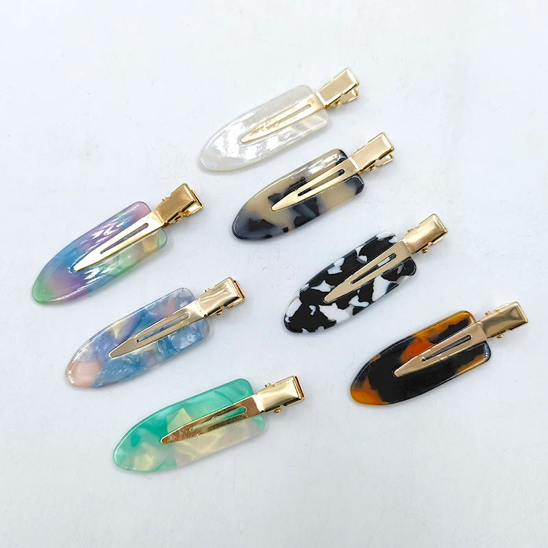 Sewingman B0691L Leopard Acetate Pins Creaseless No Bend Hair Clips for Women