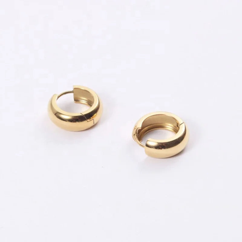 Thick Chunky Domed Shape Earring Fashion 18K Gold Plated Stainless Steel Huggie Hoop Earrings for Women