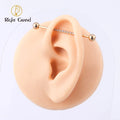 Right Grand ASTM F136 Implant Grade Titanium 14G Natural Gold PVD CNC Setting CZ Industrial Barbell