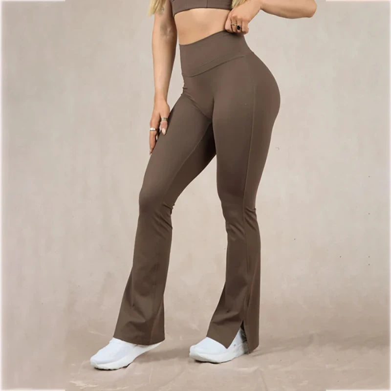 Custom Women's High Waist Zip Bootcut Fitness Bell Bottom Flare Leggings Hot Solid Pattern Yoga Pant