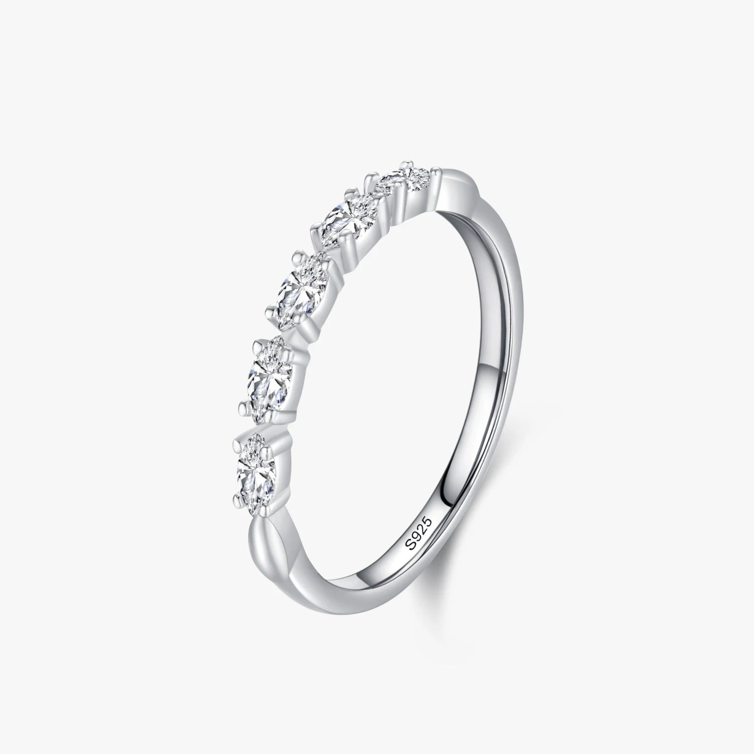 Ailmay Solid 925 Sterling Silver Simple Stackable Cubic Zirconia Finger Rings for Women Fashion Engagement Anniversary Jewelry