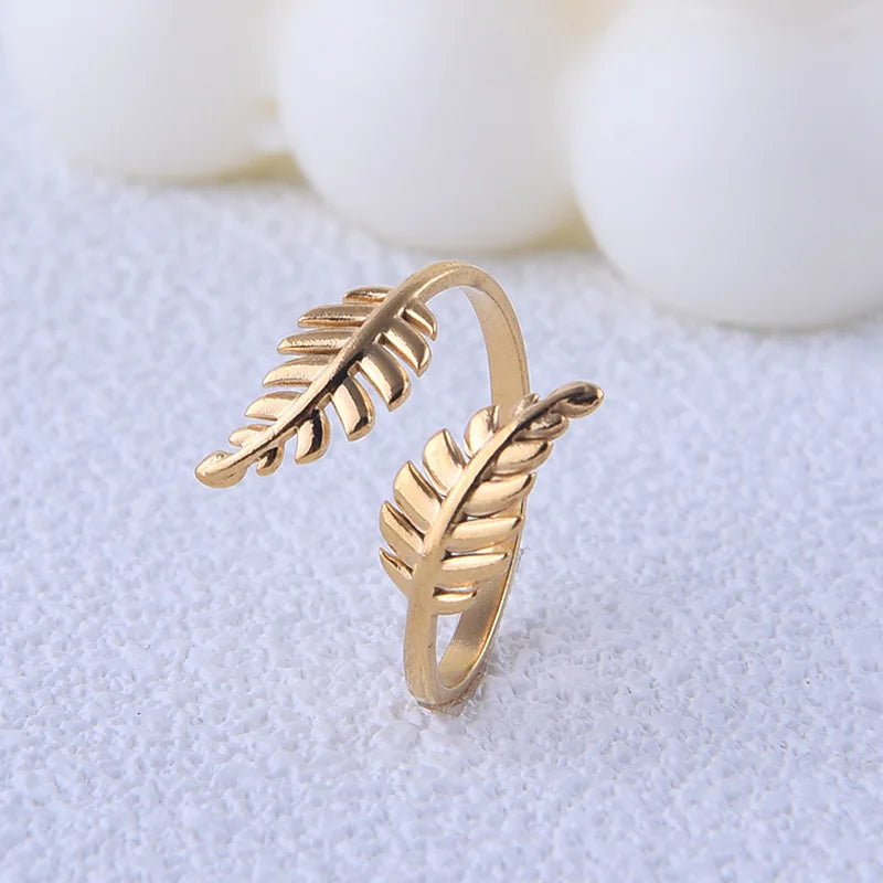 Beimai OEM Customized Simple Stainless Steel Leaf Men Rings