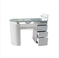 Modern Nail Salon Furniture Glass Top Manicure Table with Dust Collector Commercial Use 300KGS Capacity