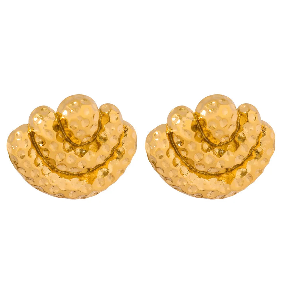 Fenny 18K Gold-plated Wholesale Jewelry No Fade Luxury Fashion Retro Chunky Ingot Hoop Stainless Steel Earring for Women