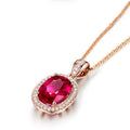 New Arrival 925 Sterling Silver Luxury Oval Cut Zircon Jewelry for Women Diamond Halo Custom Charm Red Ruby Pendant Necklace