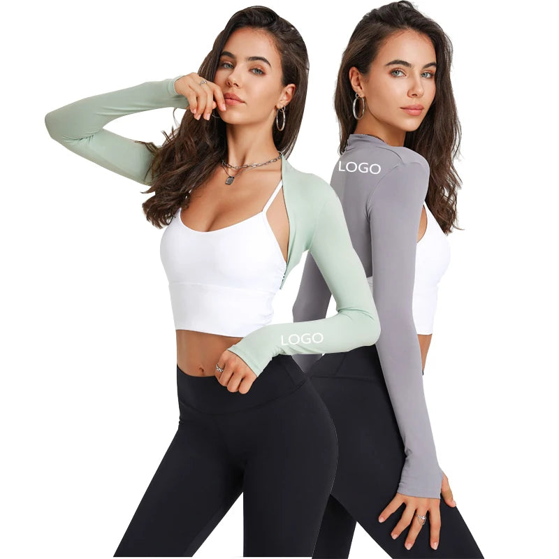 Custom Women Long Sleeve Cropped Tops Breathable Outdoor Running and Cycling Sports Yoga Fitness Gym Wear