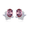 New fine jewelry 925 sterling silver floral shape morganite fashion elegant gemstone stud earrings for women