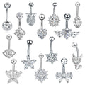 40 Design Non Tarnish Surgical Steel Belly Button Rings Owl Butterfly Navel Ring Body Piercing 3A Cubic Zircon Heart Belly Rings