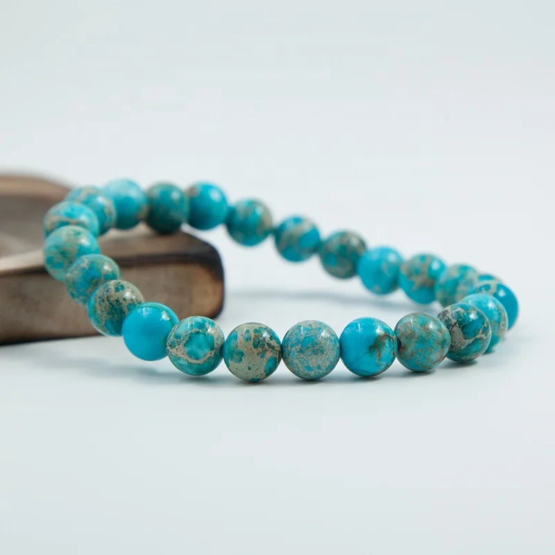 8mm Wholesale Fashion Bracelet Blue Imperial Jasper for Jewelry Making Natural Bead Material Dyed Color No Fade Beads Bracelets
