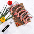 BBQ Wire Grill Basket Outdoor Camping Barbecue Accessories Wood Handle Wire Mesh Grilling Basket