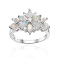 A3732 Abiding Natural Ethiopia Opal Gemstone Flower Ring 925 Sterling Silver Cluster Wedding Engagement Ring Women for Bridal