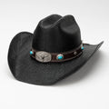 2025 Fashion Style Outdoor Unisex Fall Summer Sun Paper Straw Hat Braid Sombrero Floppy Black Tone Fedora Beach Panama Hat
