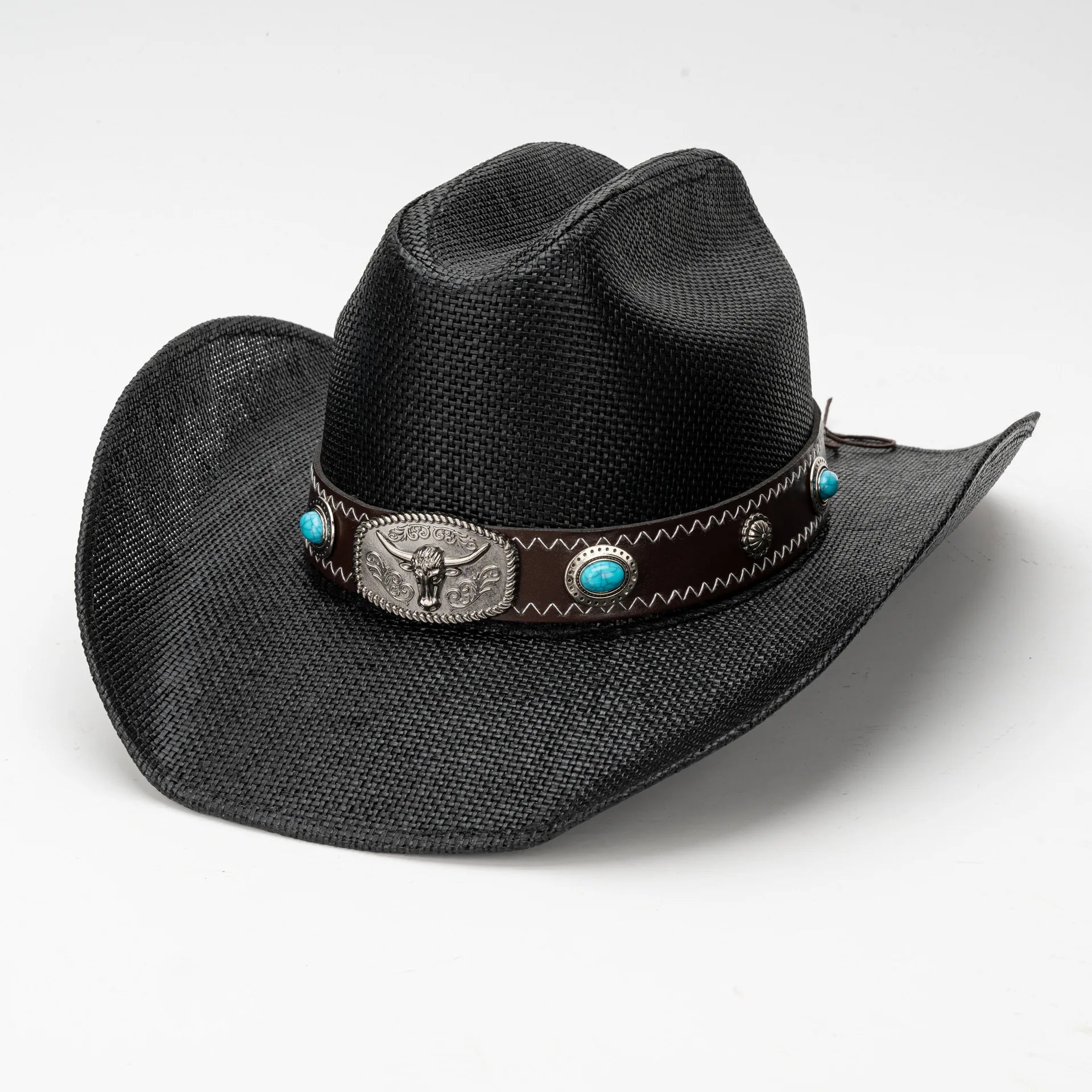 2025 Fashion Style Outdoor Unisex Fall Summer Sun Paper Straw Hat Braid Sombrero Floppy Black Tone Fedora Beach Panama Hat