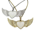 SL-28 Sublimation Wedding Necklace Heart Angel Wing Necklace Hip Hop Jewelry Sublimation Necklace Blanks  Customized Photo