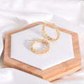 Exquisite Gold Plated Brass Punk Clip-on Earring Geometric Flowers Ear Cuff with Zircon Set for Women and Men